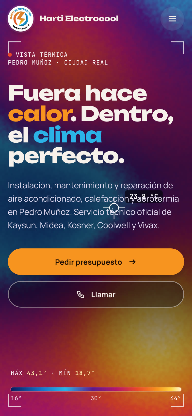 La web de Harti Electrocool vista en un móvil